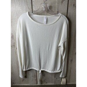 Stars Above Womens Ribbed Long Sleeve Pajama Lounge Top Soft White Size Small